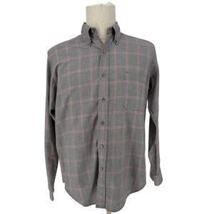 90s VTG Detroit Van Boven Houndstooth Plaid Dress Shirt Men’s M Pima Cotton USA